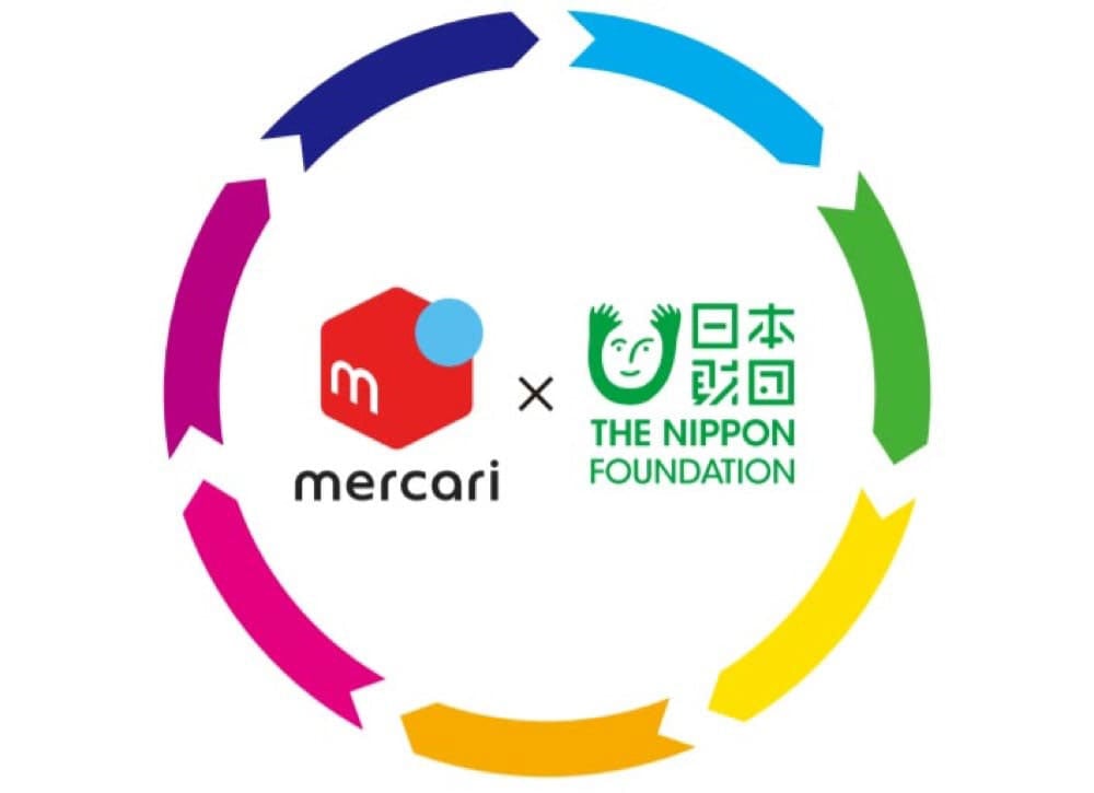 Logos of Mercari and The Nippon Foundation