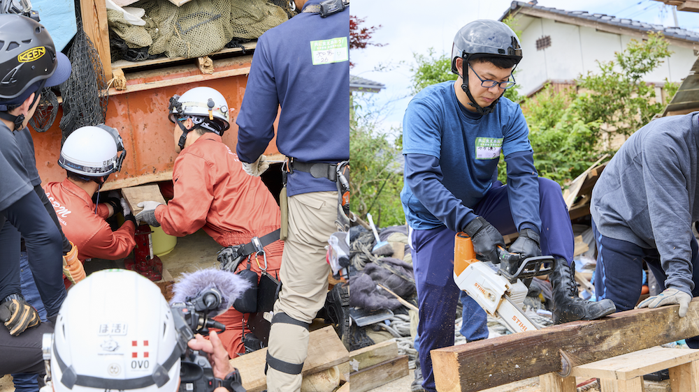 Photo: In the morning, explanations were given on equipment that plays a crucial role in disasters, such as crowbars, chainsaws, and lifting jacks.Instruction covered the proper handling of equipment to rescue people trapped in collapsed buildings and routine maintenance methods to ensure the equipment is ready for immediate use in an emergency. There was also an explanation of the basic structure of wooden buildings, which is essential knowledge for conducting swift rescue operations. The firefighters listened intently to the weighty words of the Foundation staff and DRT-JAPAN members who have engaged in relief activities at various disaster sites.