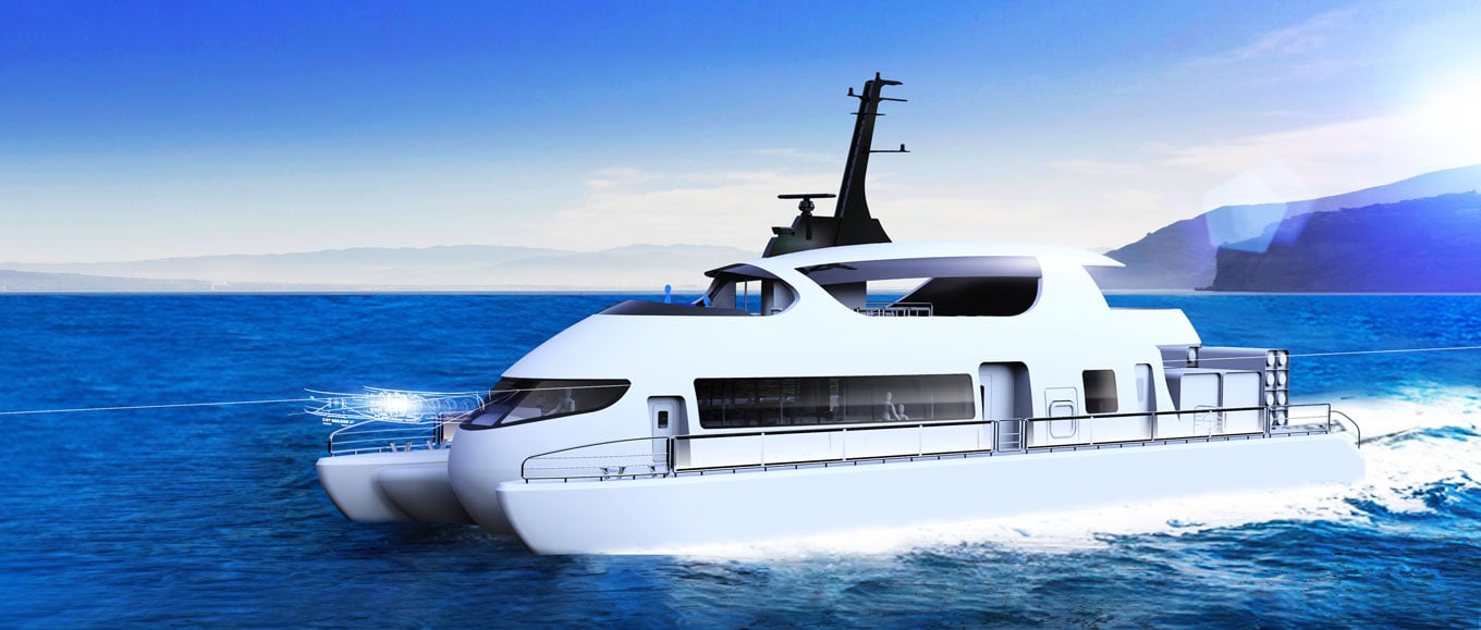 Artist’s rendering of the hydrogen fuel-cell-powered vessel in operation