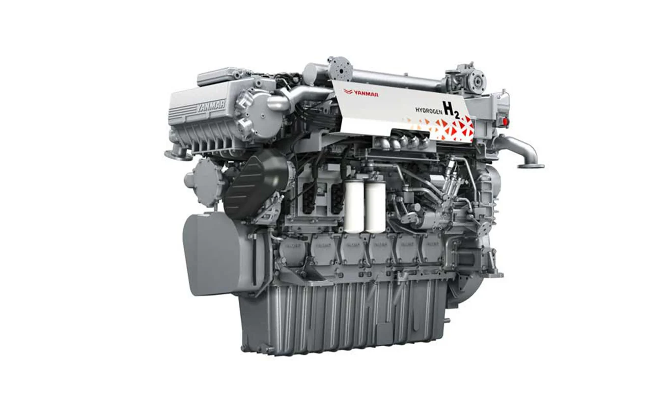 Photo of the pilot ignition hydrogen single-fueled engine developed by Yanmar Power Solutions