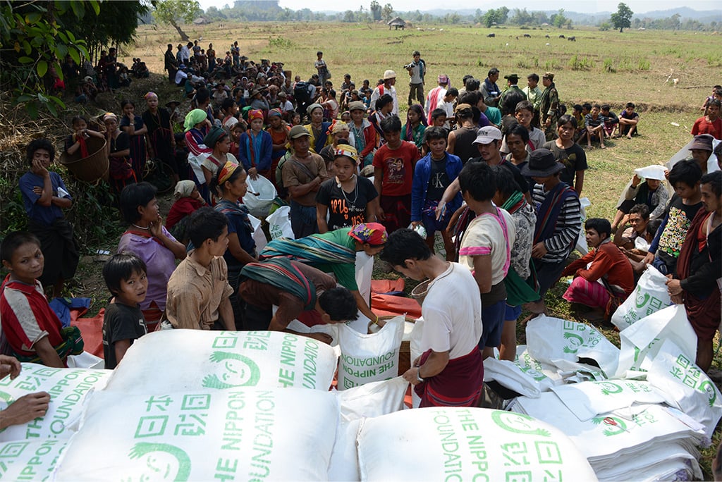 Photo of 65 tons of rice provided by The Nippon Foundation
